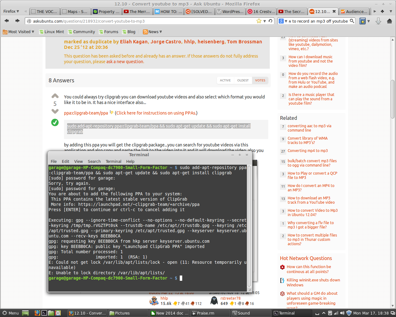 the beginning of an unsuccessful download of first PPA