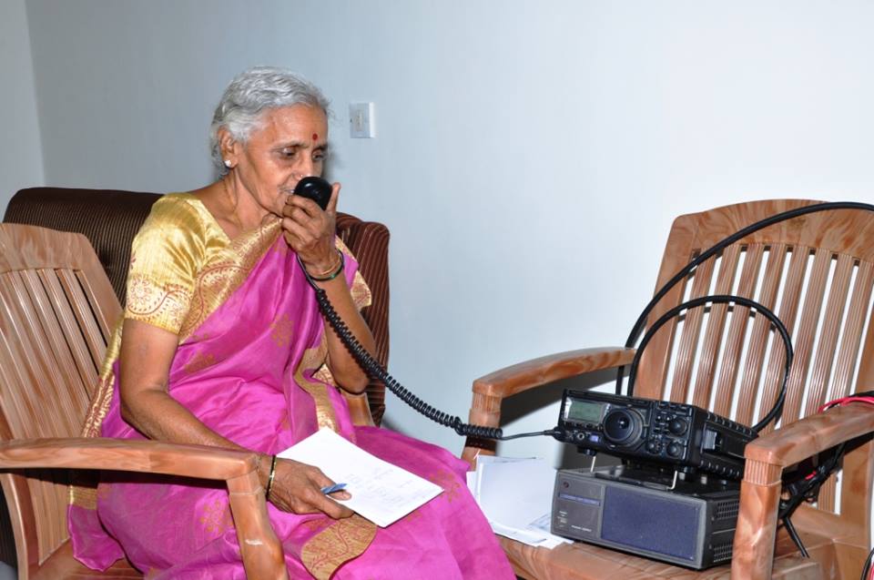Ms Bhanumathy VU2BL at the Karimnagar Control Station