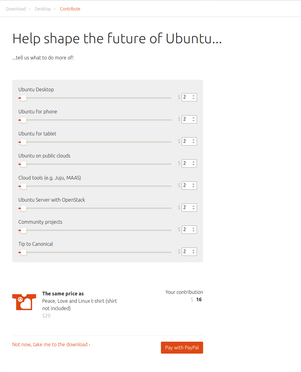 Ubuntu donation page