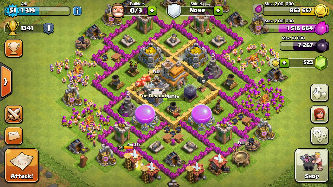 Town Hall 7 Hybrid Base with Modifications