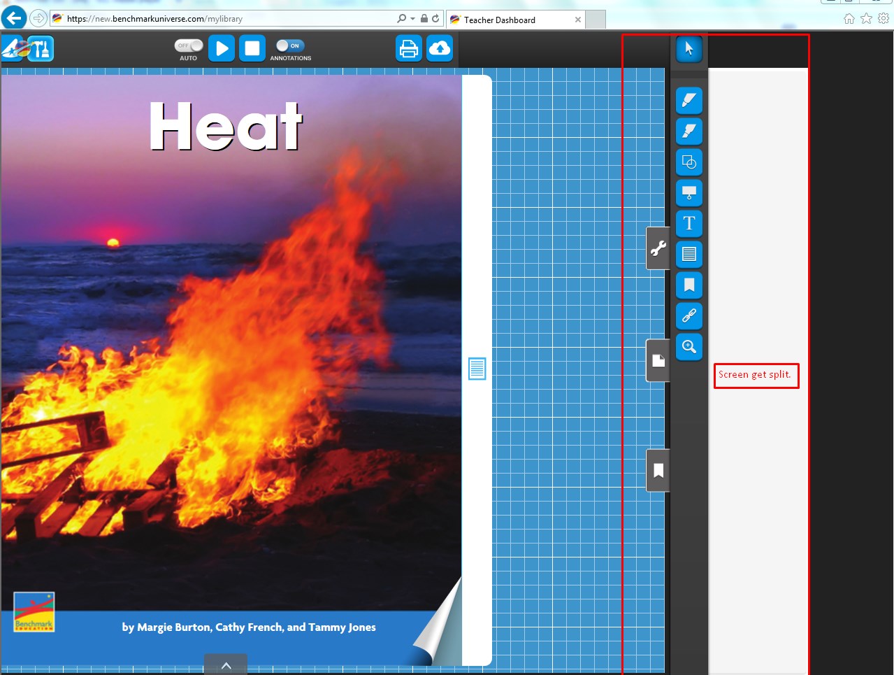 Screen gets split on pressing Tab in IE