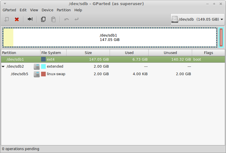 Gparted output