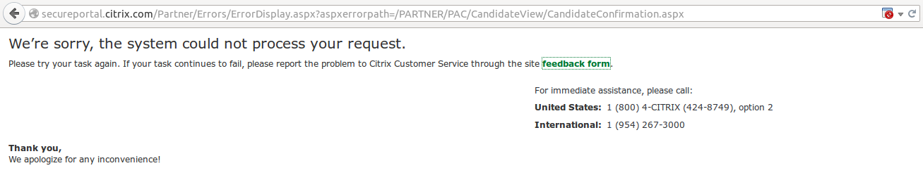 Citrix Linking Process Error