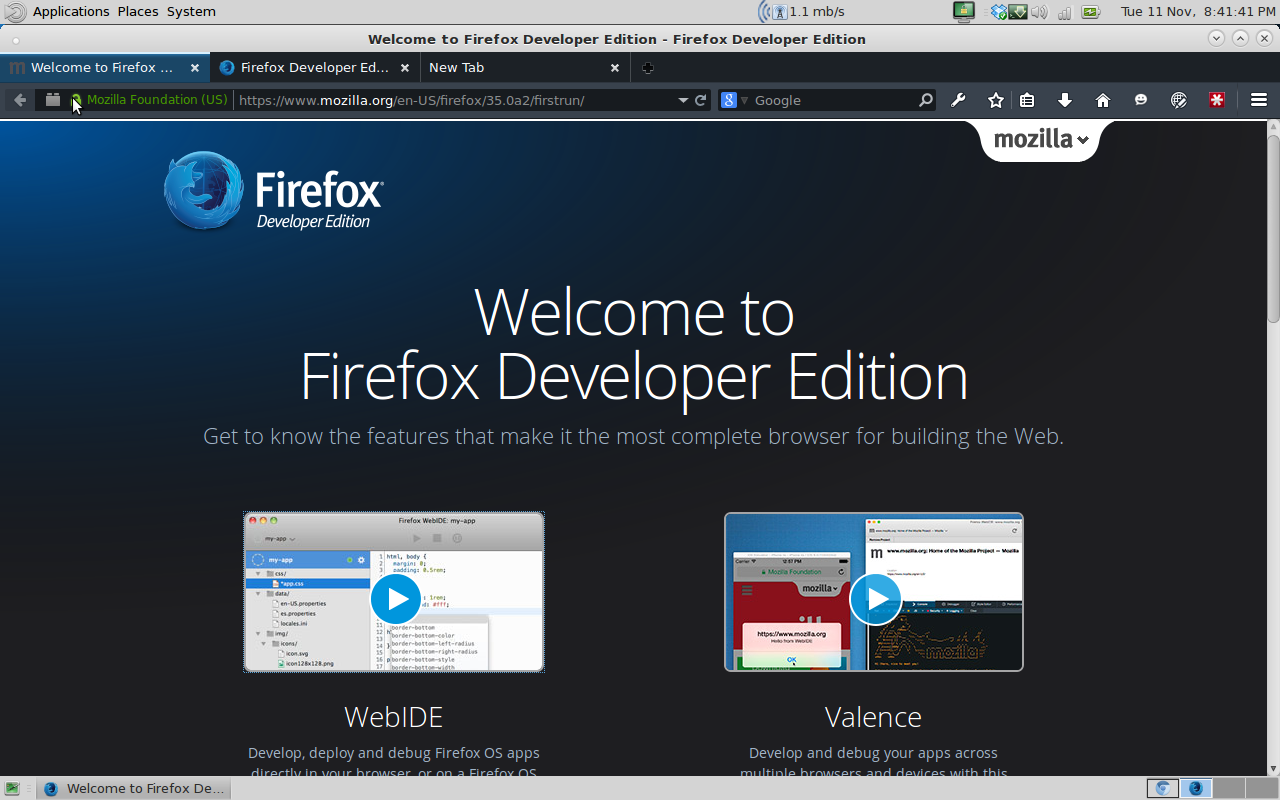 Firefox Developer Edition Screenshot