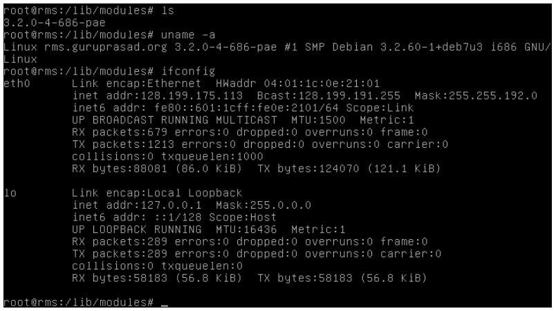kernel and modules detail, ifconfig