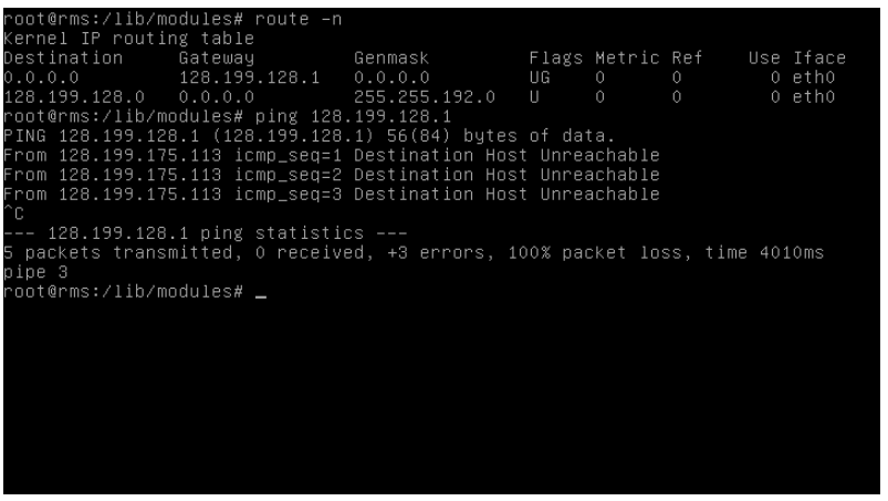 route and gw unreachable