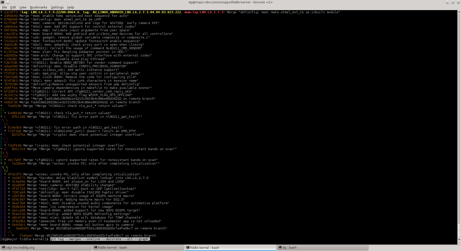 gitlog from android kernel tree
