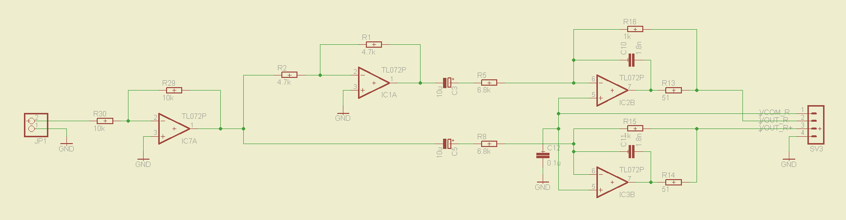 Analog preparation stage for the Texas Instruments PCM4202 ADC