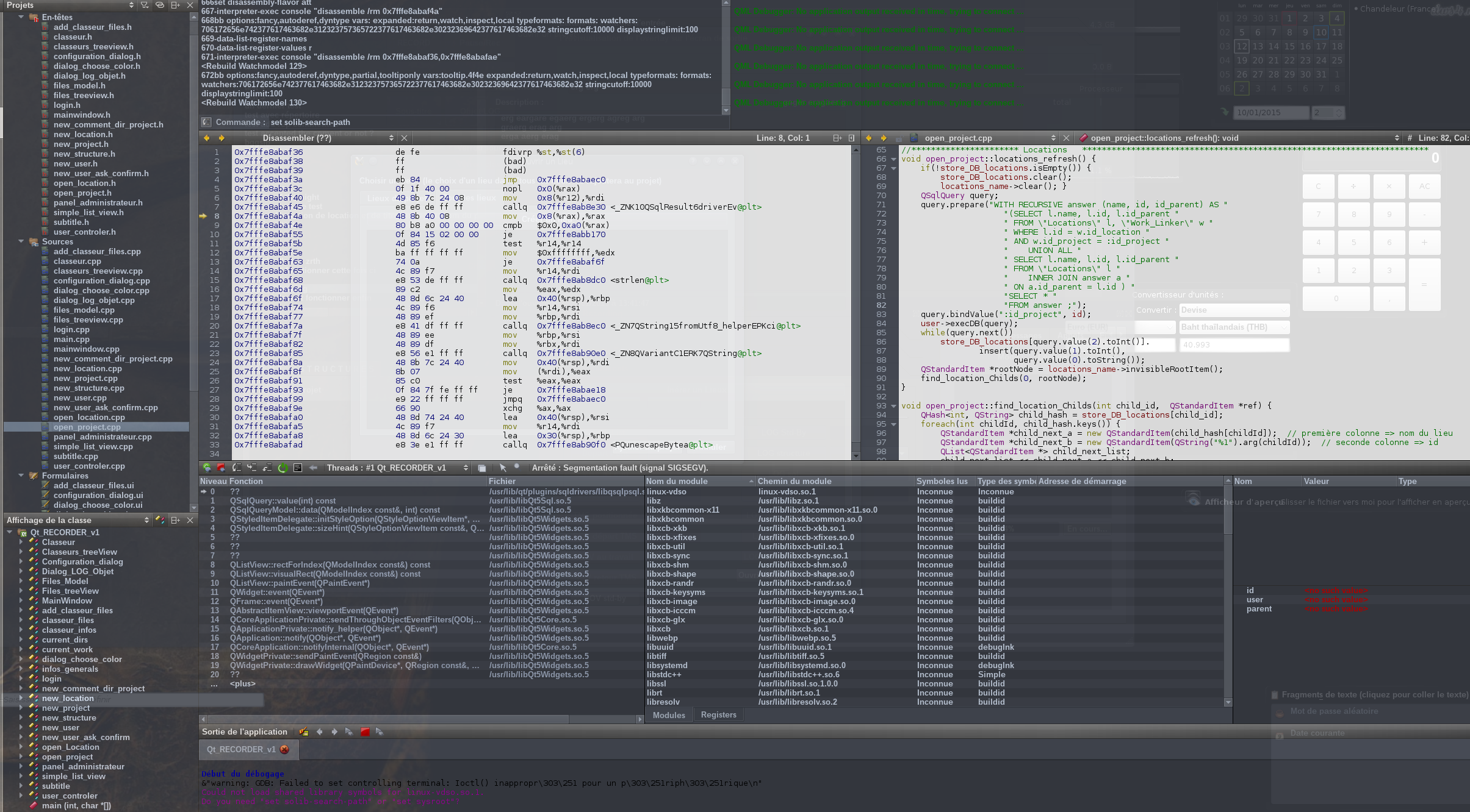debug view when application crash by close QDialog window