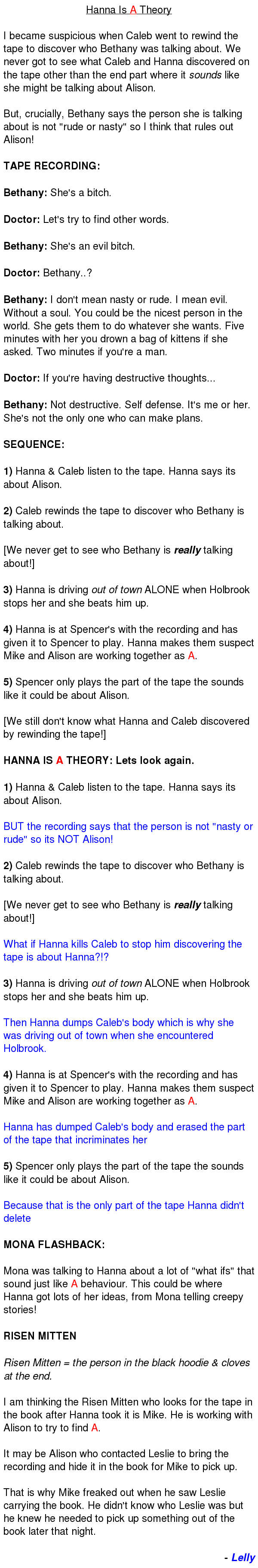 Pretty Little Liars: Hanna is A Theory