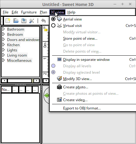 Sweethome3D - JavaApp - high Contrast theme menu..