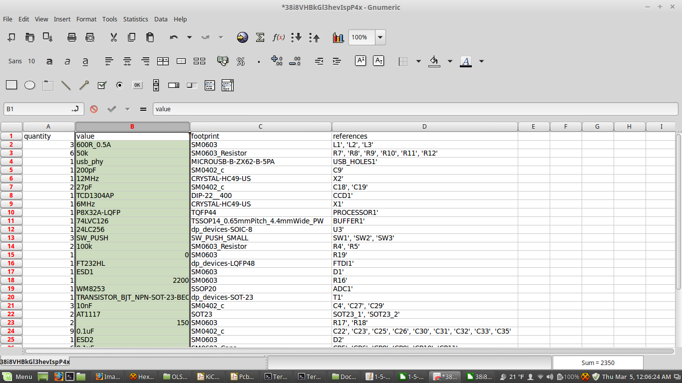 Gnumeric screenshot