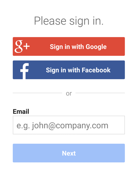 Login page