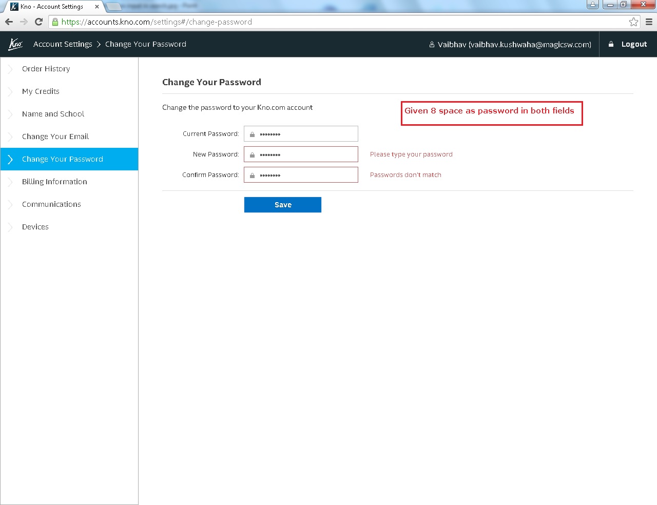 Incorrect error message