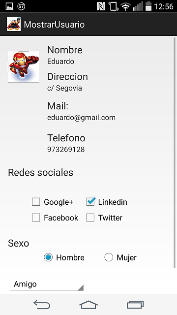 Mostrar contacto