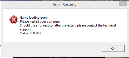 Frost - Game Load Error - Status 2000022