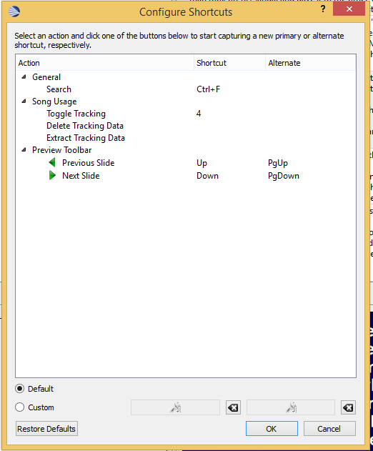 OpenLP Shortcut Problem