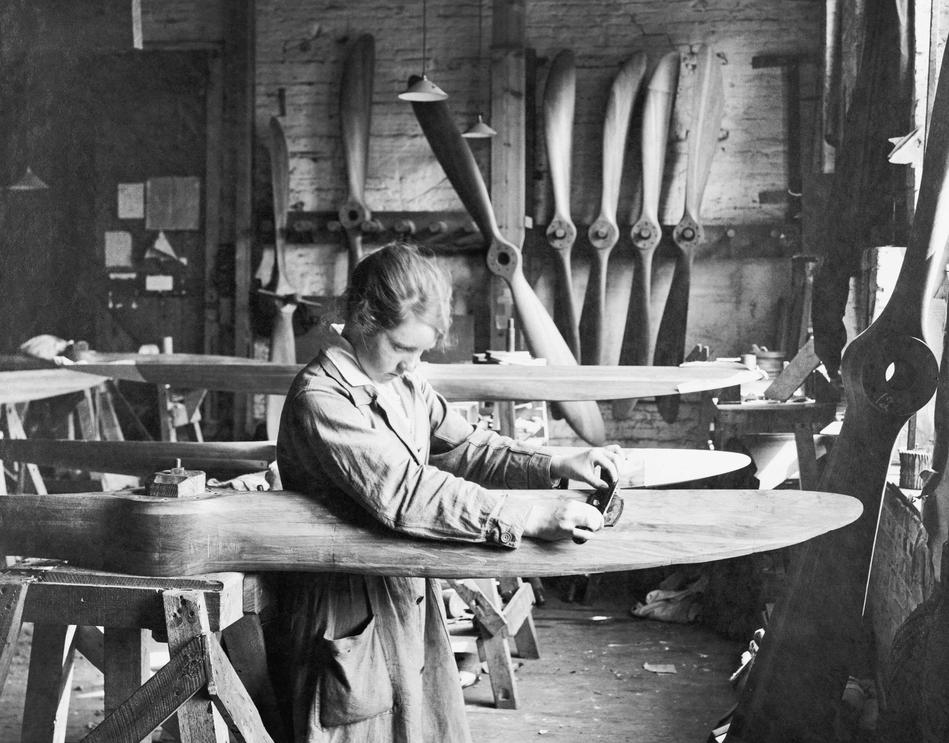 Woman planing propeller