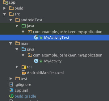 androidTest folder structure