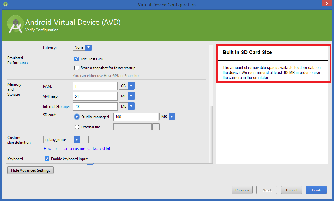 Android Built-in SD Card Size