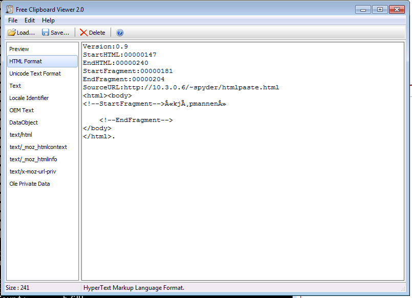 Firefox Clipboard Formats