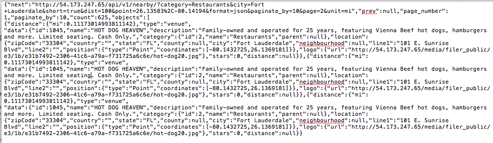 Nearby Filter API Issue