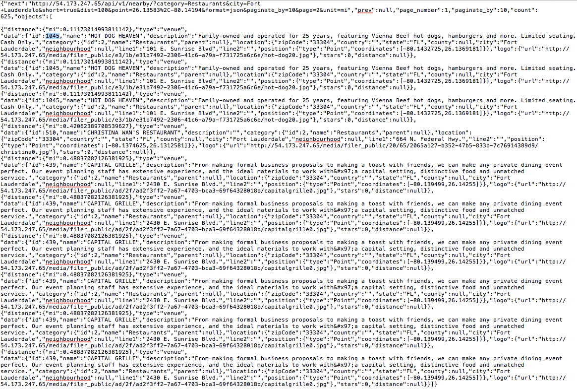 Nearby Filter API Issue