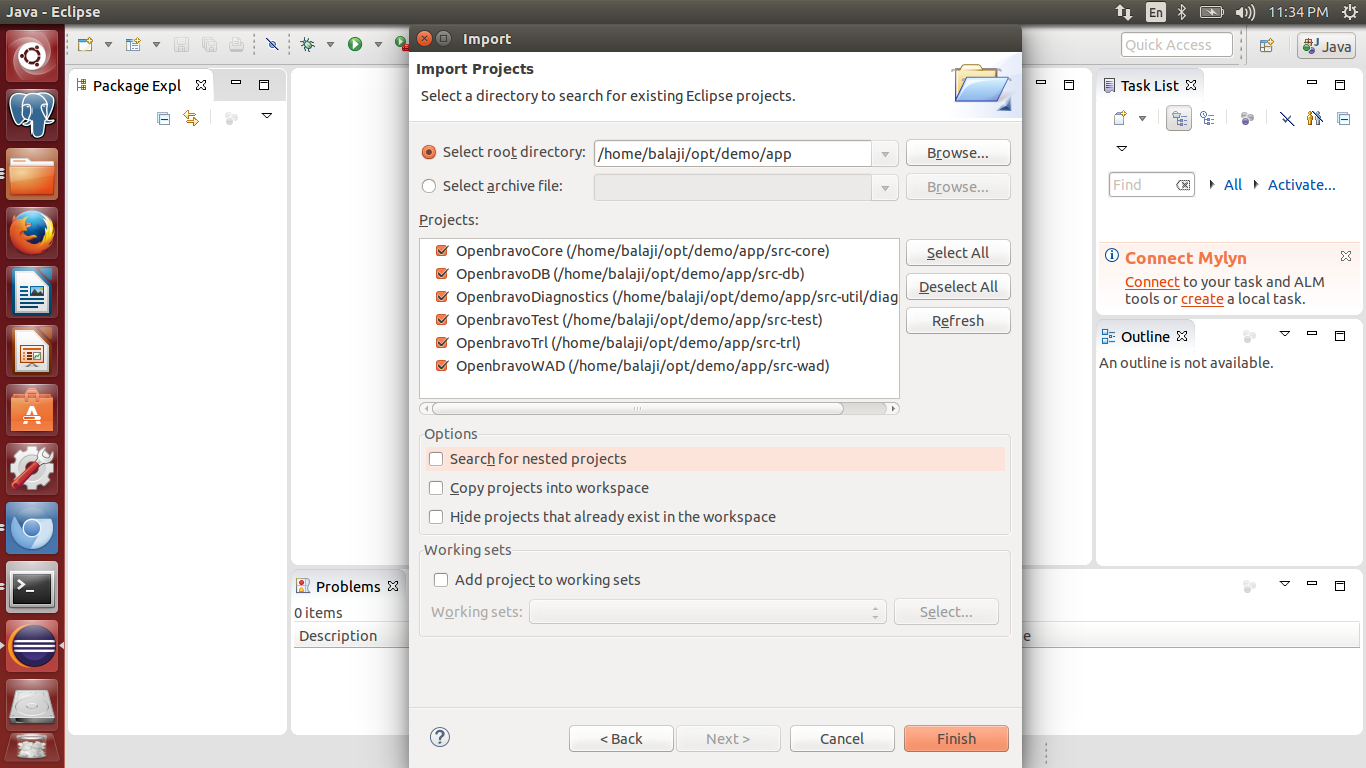 Eclipse import projects