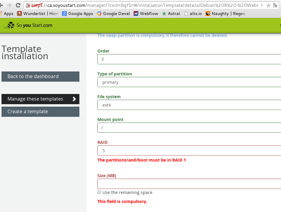 Partition layout
