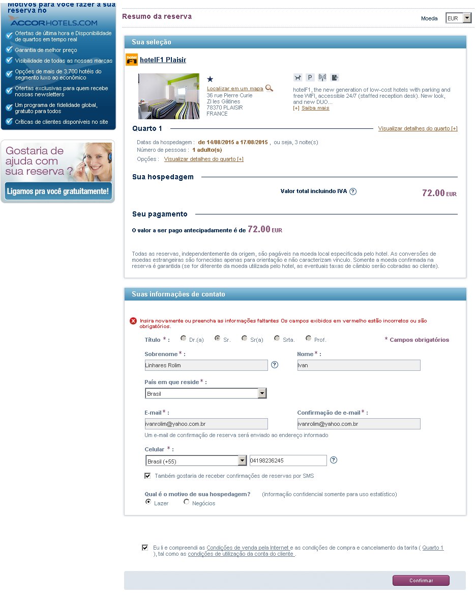 AccorHotels - Error - cannot procceed