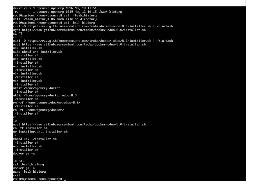 odoo bash history