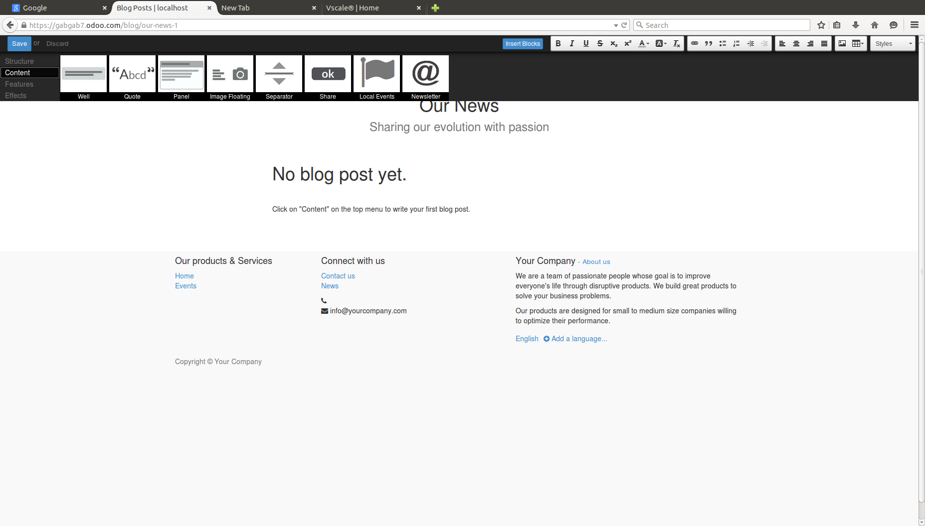 Odoo8 Newletter crash