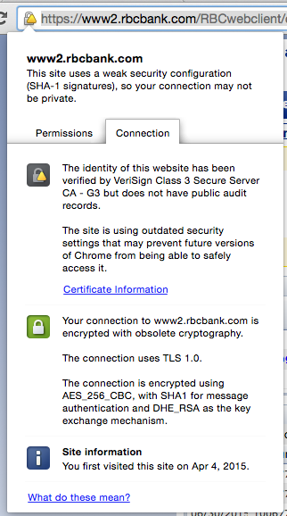 RBC Bank SHA-1 Error