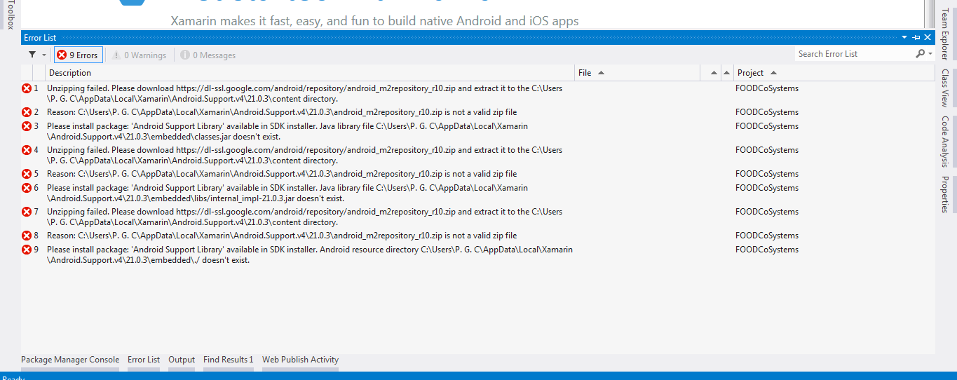 Some error messages