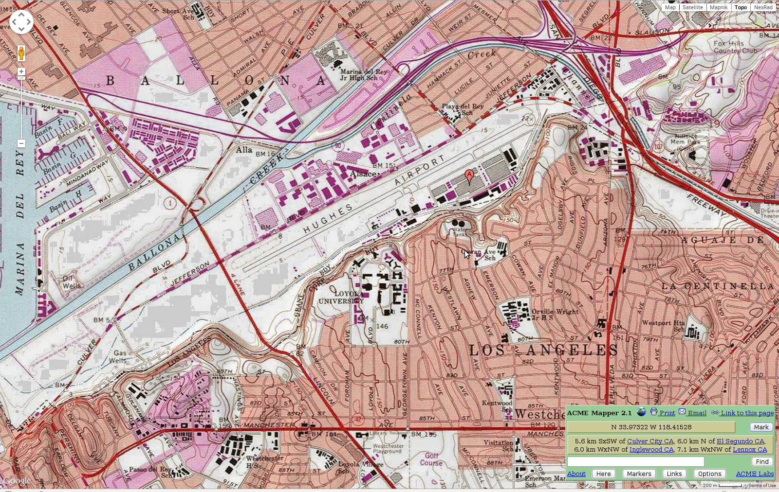 ACME Mapper Topo Image near Culver City, CA