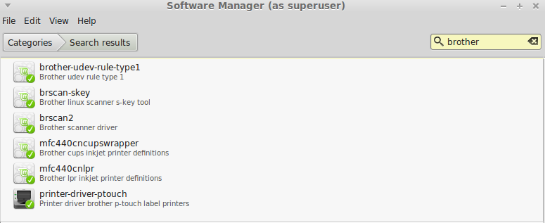 Brother Software Installed