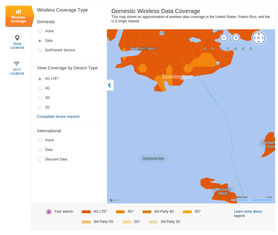 AT&T Domestic Wireless Data Coverage - Stonington, ME