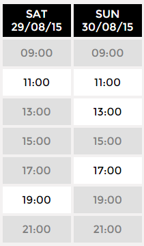 Schedule for this weekend