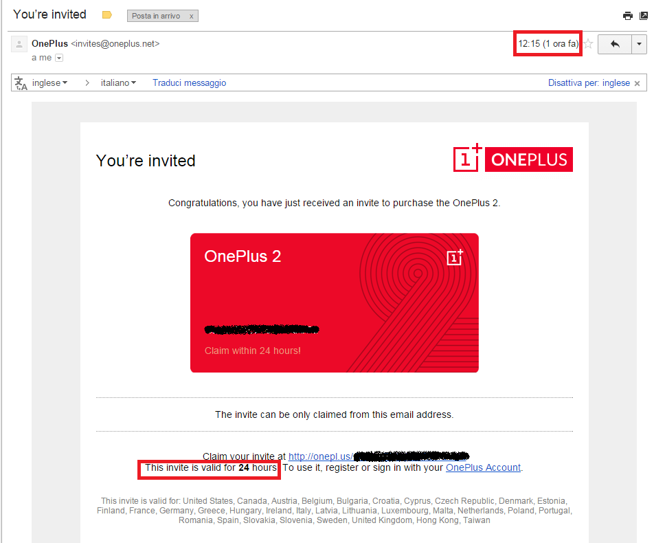 OnePlus Two Invite (search on ebay)