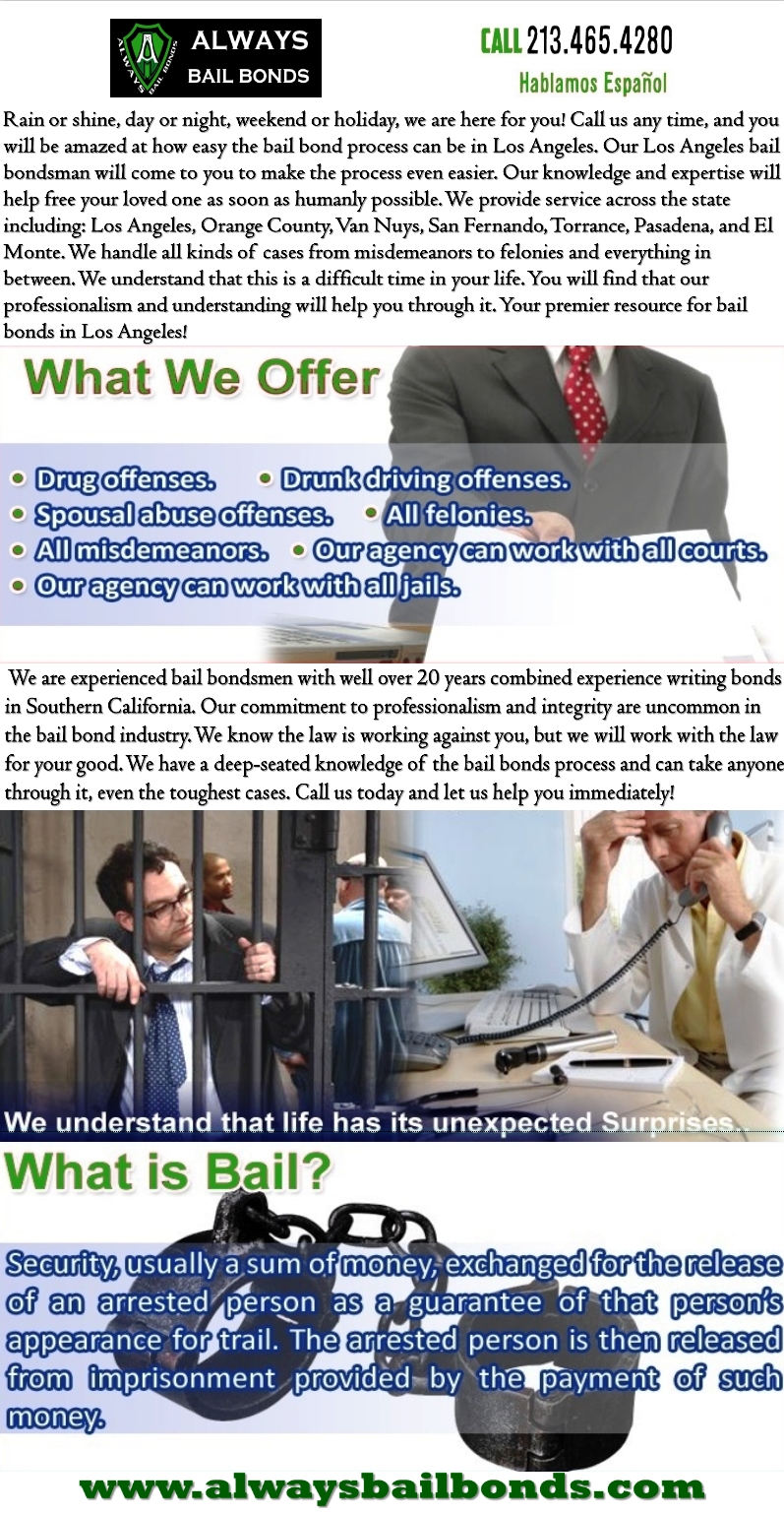 <p><a href="http://www.alwaysbailbonds.com"><b>Bail Bonds Granada Hills</b></a><br/>