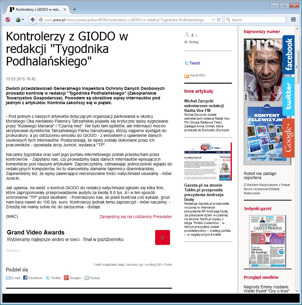 GIODO w tygodniku podhalanskim