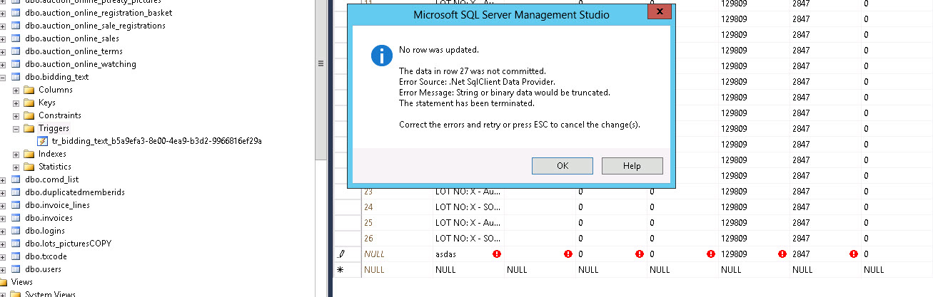 Table dependnecy error