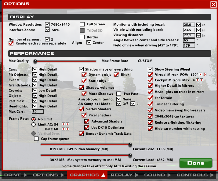 iRacing Graphics Options
