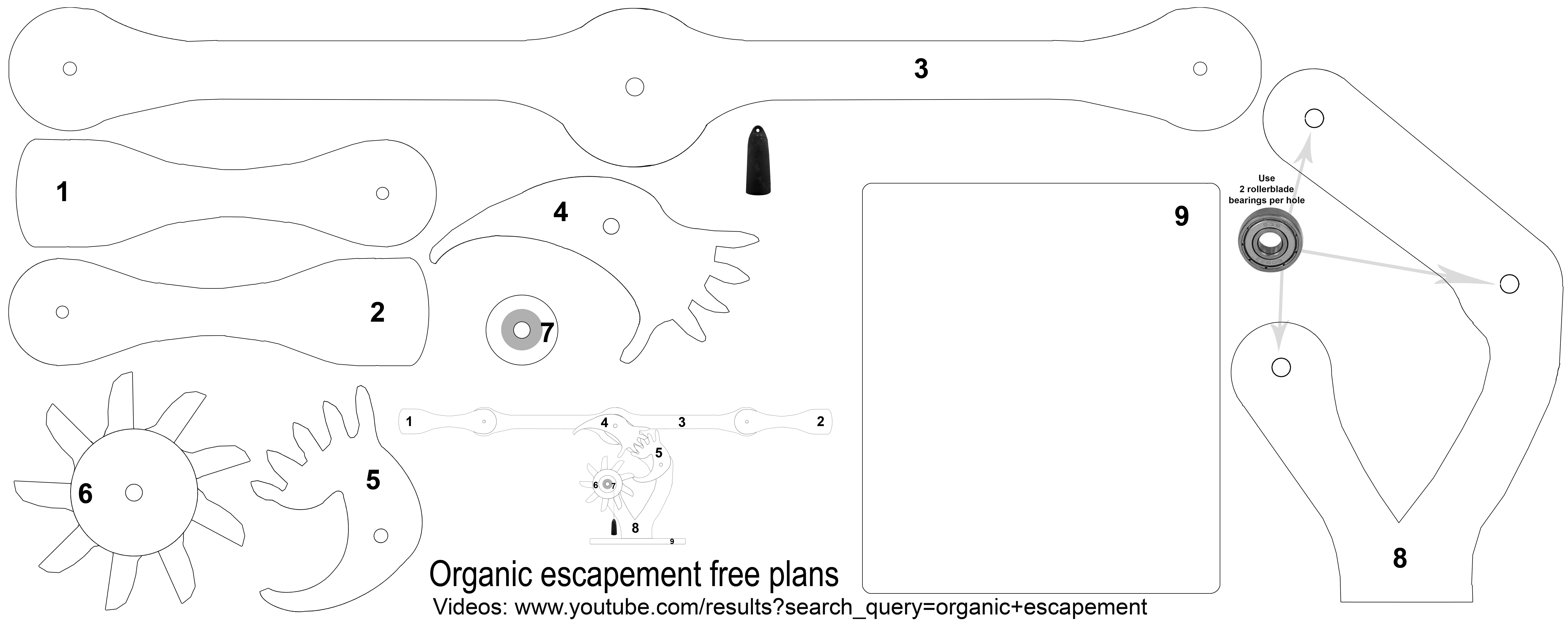 Wooden Organic escapement plans patterns free