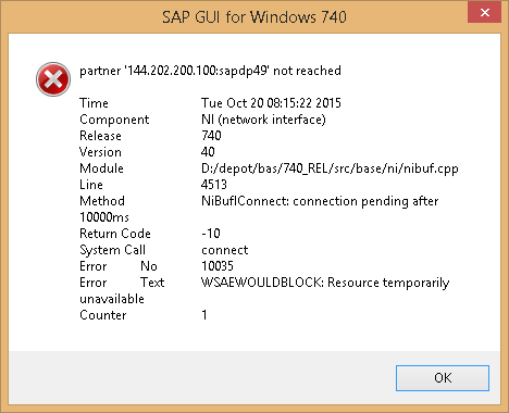 sap logon error 2