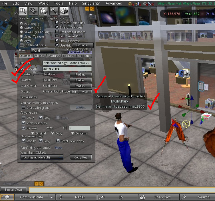 hg user rez on local user parcel