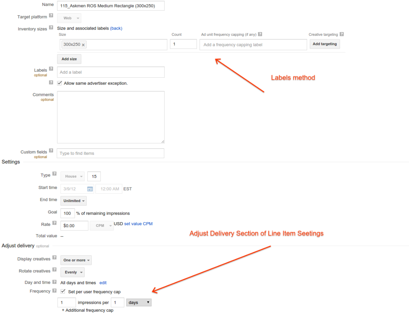 Line Item Frequency Capping