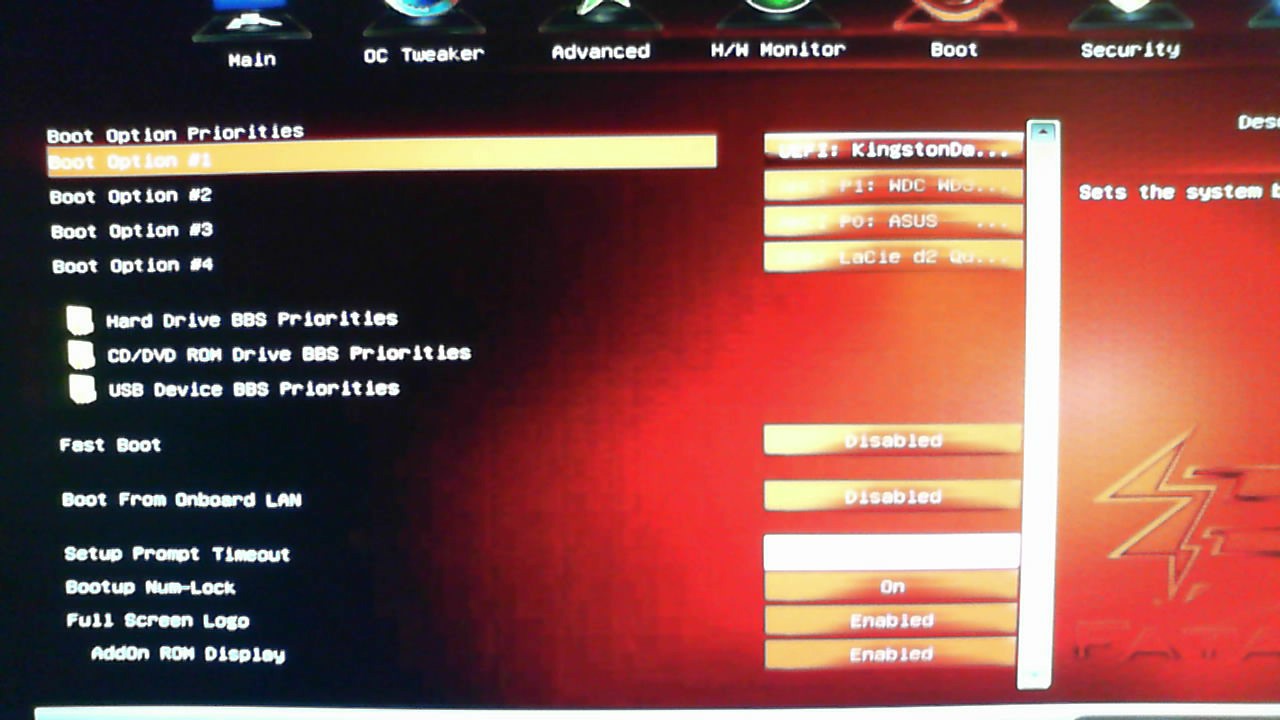 My bios menu