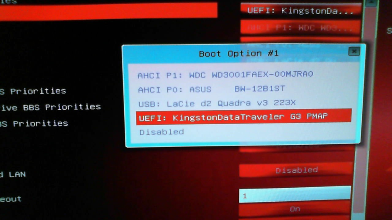 Boot choice for UEFI