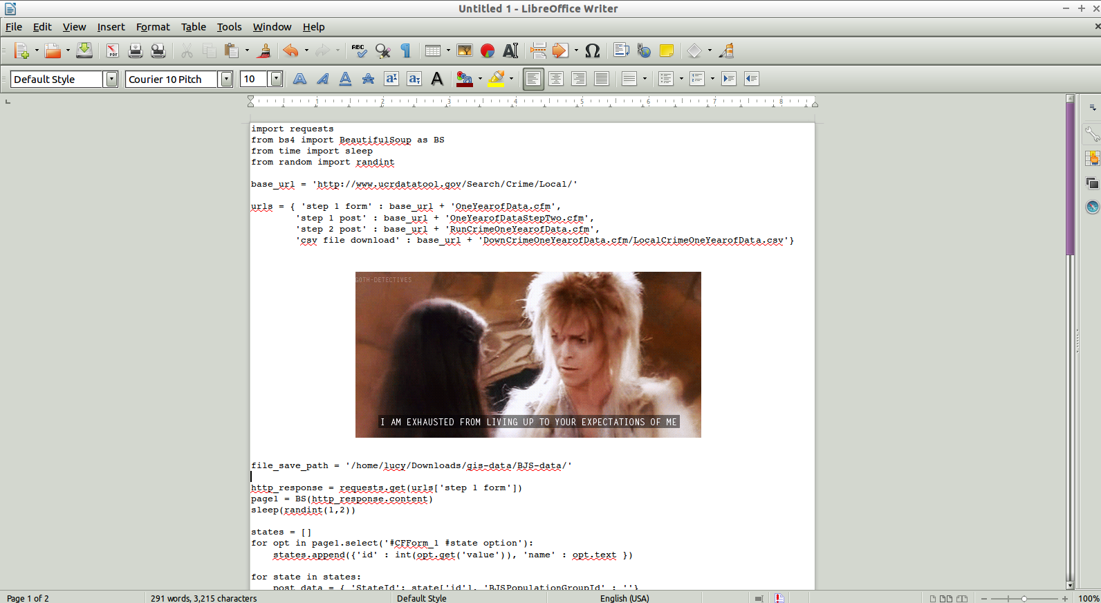 Editing code in openoffice